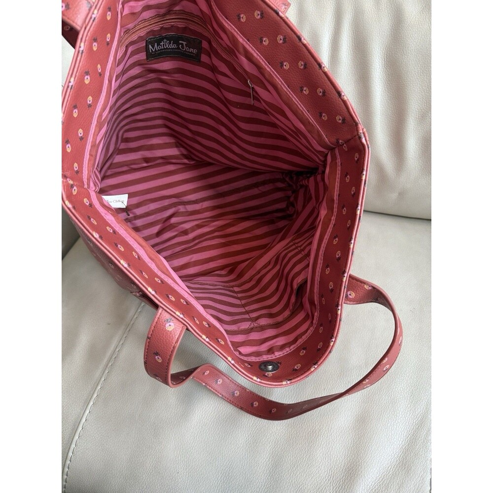 Matilda Jane Large Rose Floral Tote Purse Red Pink Maroon LNC 14x17 Retired - Picture 6 of 10